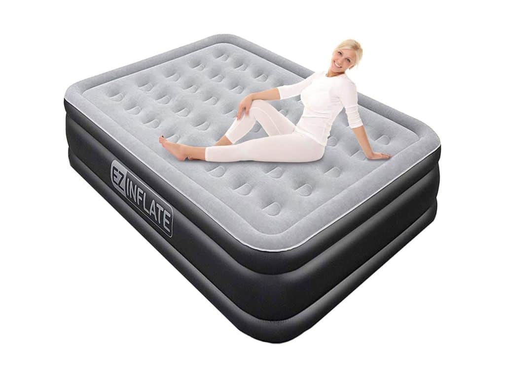 EZ INFLATE Luxury Double High Queen air Mattress with Built in Pump, Queen Size, Inflatable Mattress for Home Camping Travel, Luxury Blow up Bed at a, 2 Year Warranty