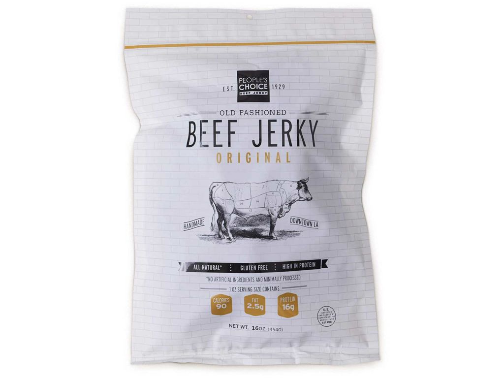 People's Choice Beef Jerky - Old Fashioned - Original - Healthy, Sugar Free, Zero Carb, Gluten Free, Keto Friendly, High Protein Meat Snack - Dry Texture - 1 Pound, 16 oz - 1 Bag