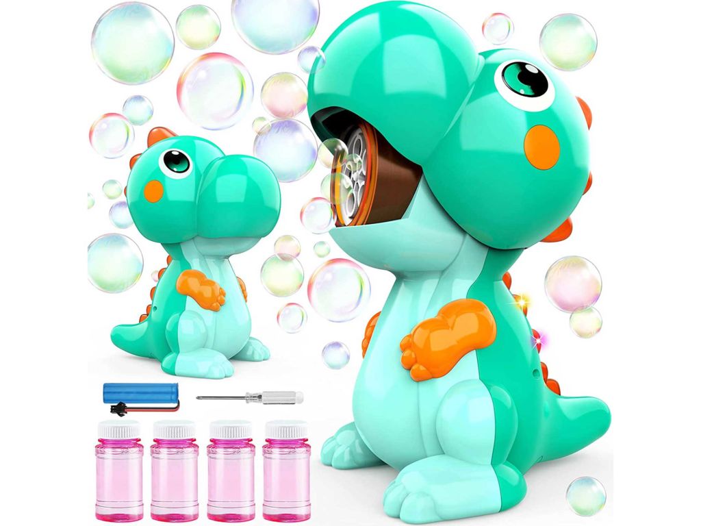EduCuties Bubble Machine for Kids, Dinosaur Toys Automatic Bubble Blower Maker with Solutions for Toddlers Ages 4-8 Outdoor Toy for 1-3 2-4 4-8 Boys Girls Birthday Gift Present- Green