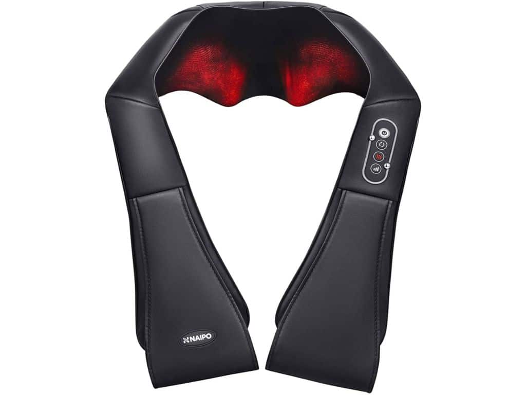 Naipo Shiatsu Back and Neck Massager with Heat Deep Kneading Massage for Neck, Back, Shoulder, Foot and Legs, Use at Home, Car, Office