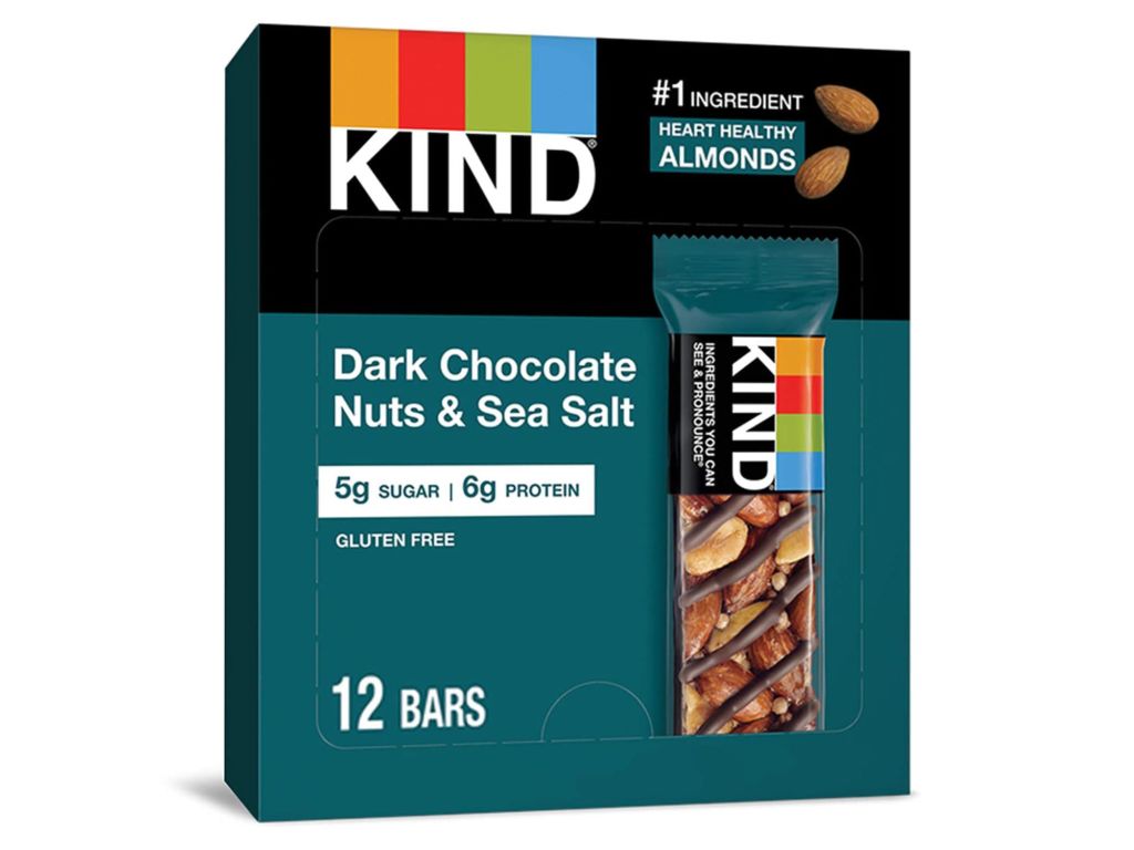 KIND Bars, Dark Chocolate Nuts & Sea Salt, Gluten Free, Low Sugar, 1.4oz, 12 Count