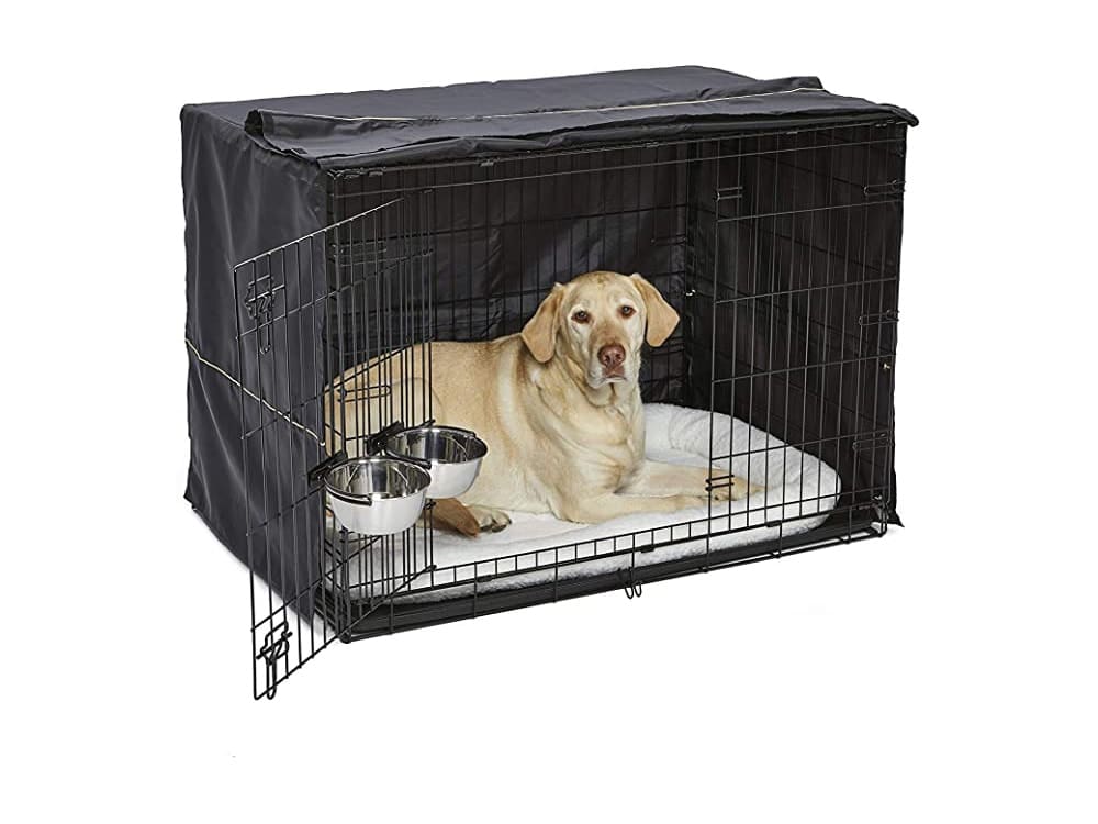 MidWest iCrate Starter Kit | The Perfect Kit for Your New Dog Includes a Dog Crate, Dog Crate Cover, 2 Dog Bowls & Pet Bed | 1-Year Warranty on ALL Items