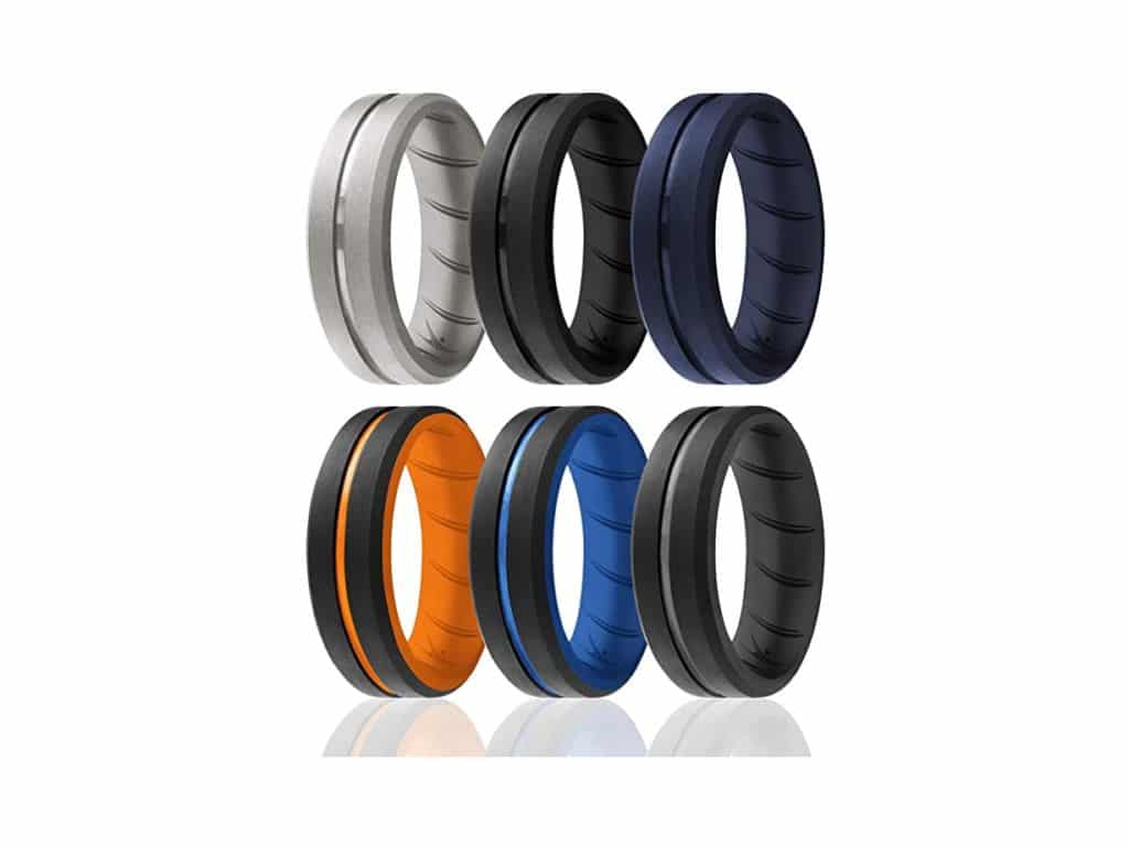 ROQ Silicone Rings for Men 1/2/3/4/6 Multipack of Breathable Mens Silicone Rubber Wedding Rings Bands - Duo Collection