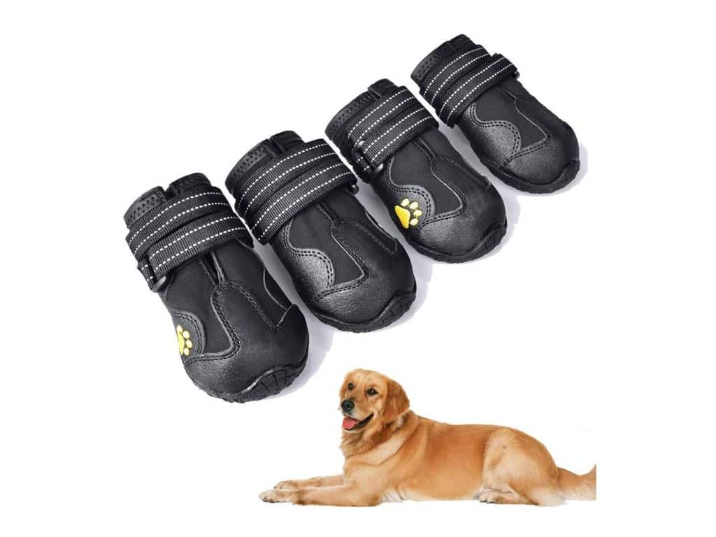 XSY&G Dog Boots, Waterproof Dog Shoes, Dog Booties with Reflective Rugged Anti-Slip Sole and Skid-Proof, Outdoor Dog Shoes for Medium Dogs 4Ps