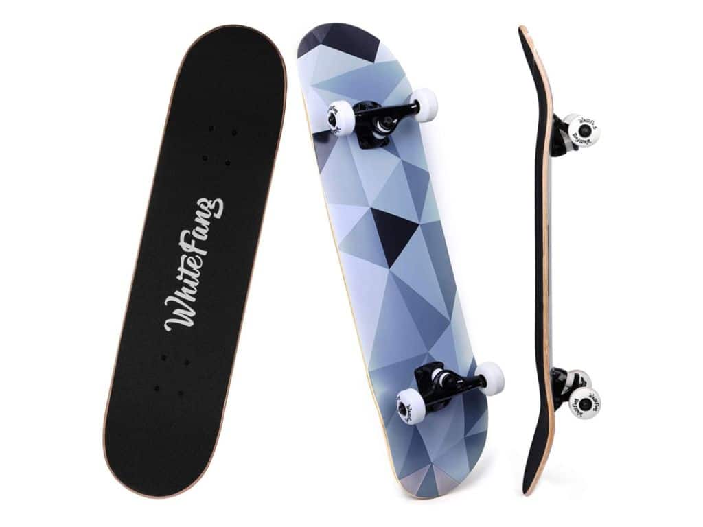 WhiteFang Skateboards for Beginners, Complete Skateboard 31 x 7.88, 7 Layer Canadian Maple Double Kick Concave Standard and Tricks Skateboards for Kids and Beginners