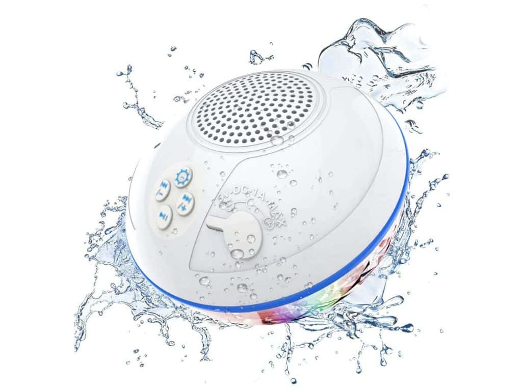 Portable Bluetooth Speakers with LED Lights, IPX7 Waterproof Floating Speaker, Stereo Sound, Built-in Mic, Wireless Shower Speaker for Hot Tub, Kayaking, Outdoor Travel, Picnic (Updated)