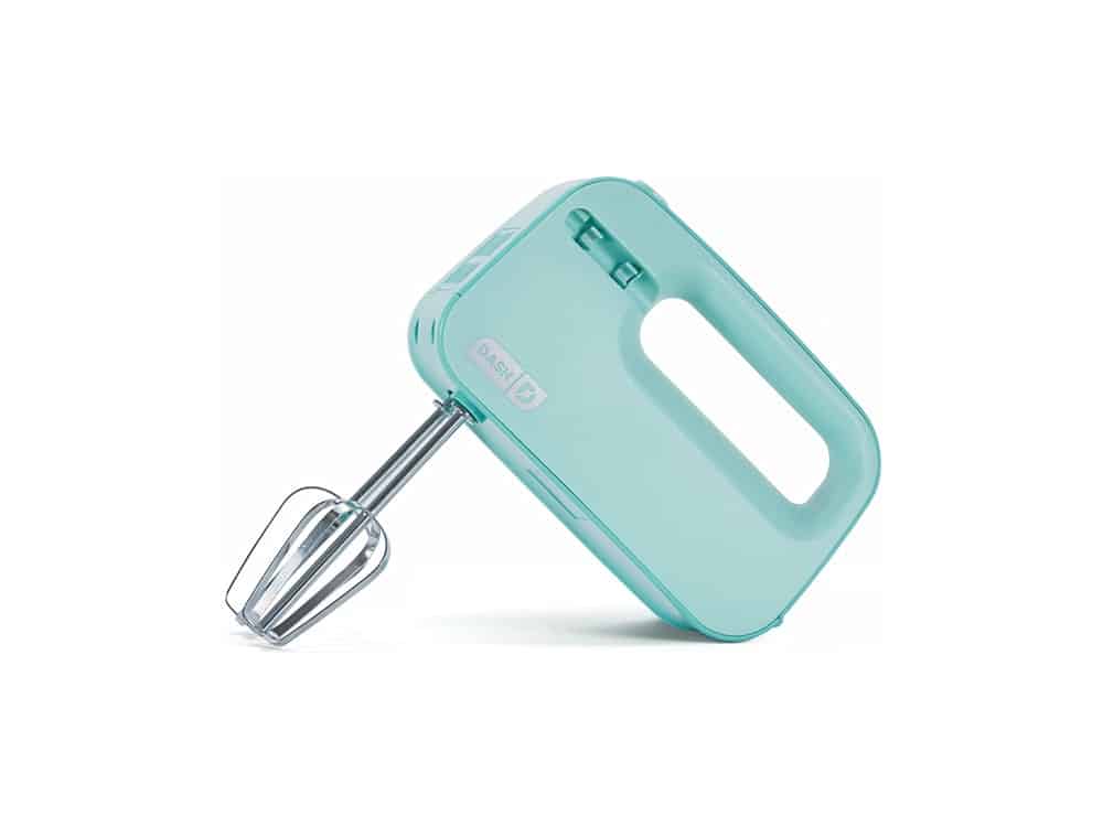 Dash Smart Store Compact Hand Mixer Electric for Whipping + Mixing Cookies, Brownies, Cakes, Dough, Batters, Meringues & More, 3 speed, Aqua