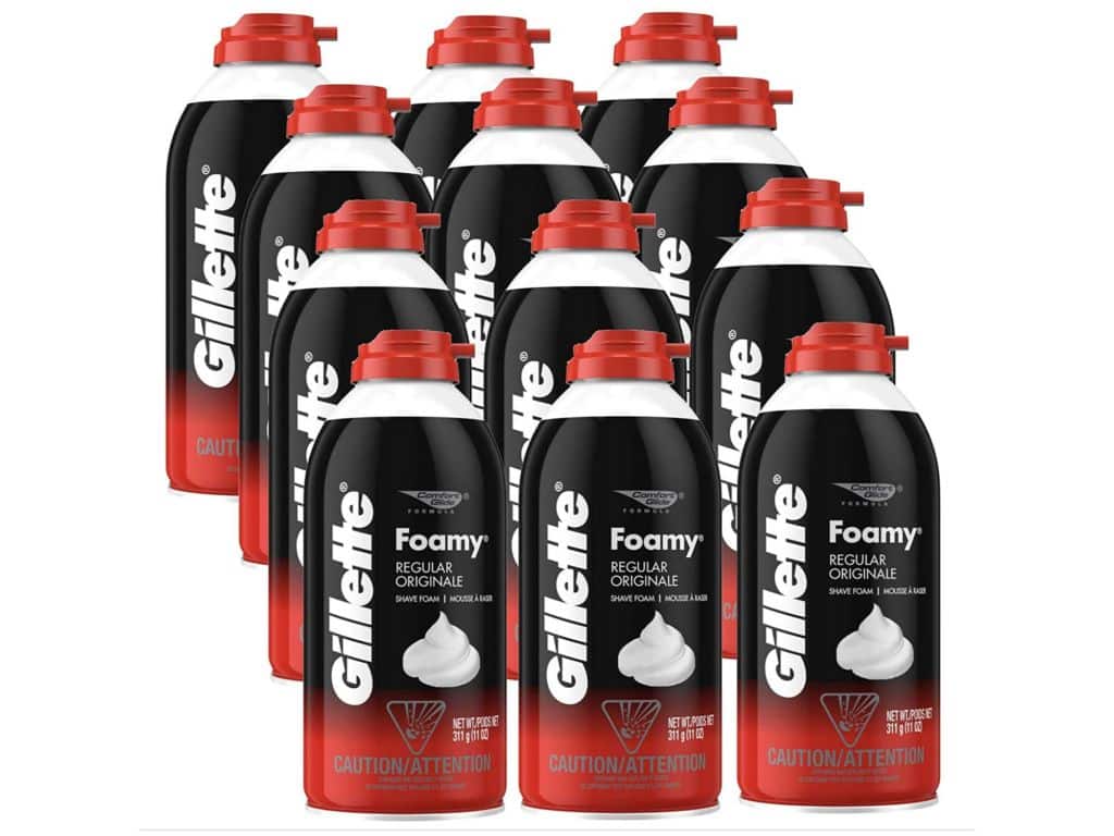 Gillette Foamy Regular Shaving Foam, 11 oz (Pack of 12)