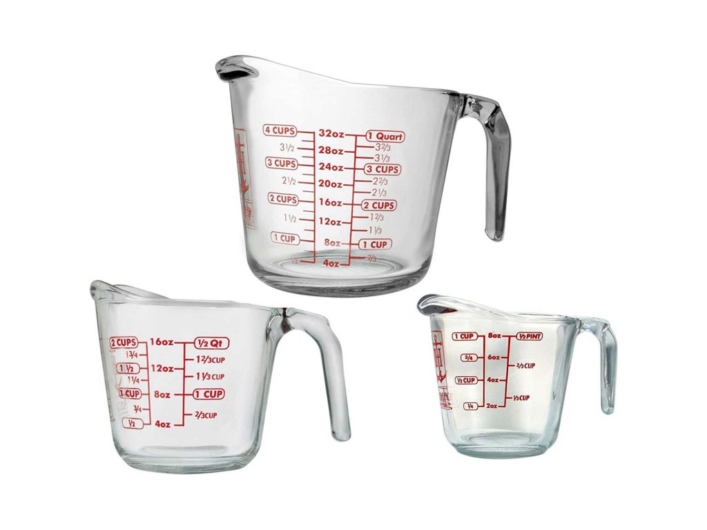 Anchor Hocking 92032ECOM Anchor 77940 3-Piece Measuring Cup Set, Set of 3, Clear