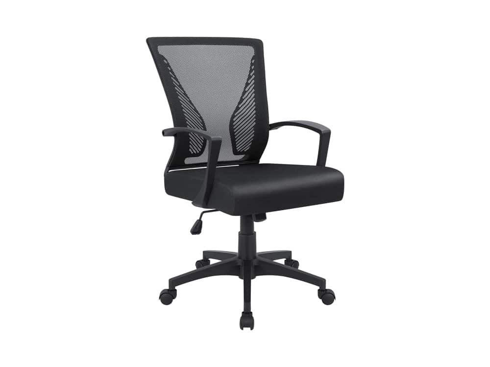 Furmax Office Mid Back Swivel Lumbar Support Desk, Computer Ergonomic Mesh Chair with Armrest (Black)