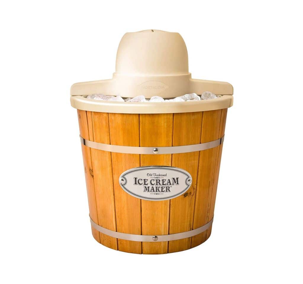 Nostalgia WICM4L Electric Ice Cream Maker Makes 4-Quarts, Frozen Yogurt, Gelato in Minutes, Made from Real, Light Wood