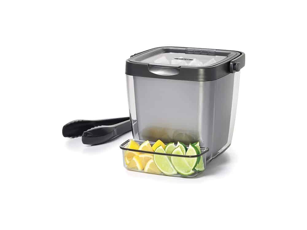 OXO Good Grips Double Wall Ice Bucket with Tongs and Garnish Tray, Gray