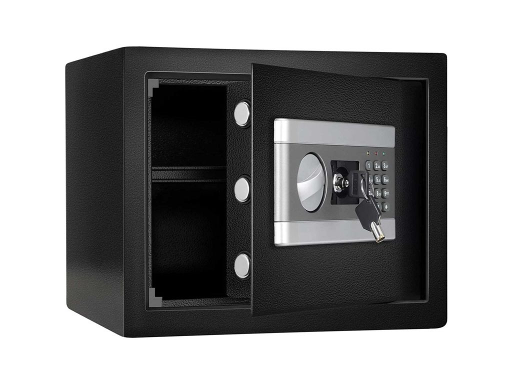 (US STOCK) 1.0 Cub Fireproof and Waterproof Safe Box, Dual-Security Steel Safe Cabinet with Keypad LED Indicator, Digital Combination Lock Safe, for Money Gun Jewelry Document