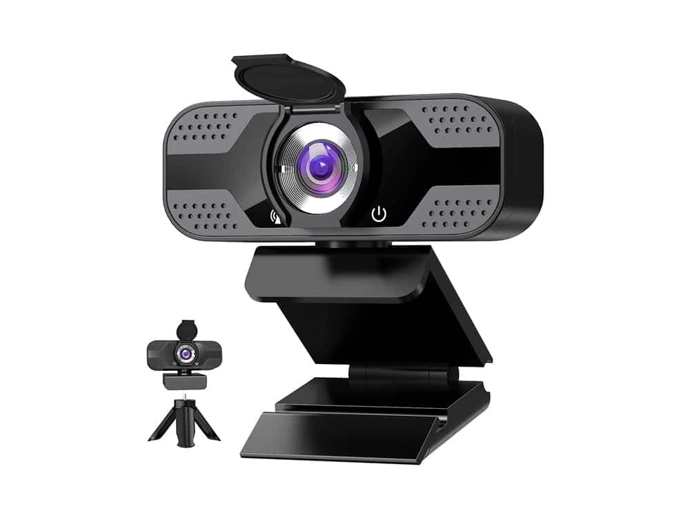 Webcam with Microphone for Desktop, 1080P HD USB Computer Cameras with Privacy Shutter&Webcam Tripod, Streaming Webcam with Flexible Rotable Wide Angle Webcam for PC Zoom Video/Gaming/Laptop (Black)
