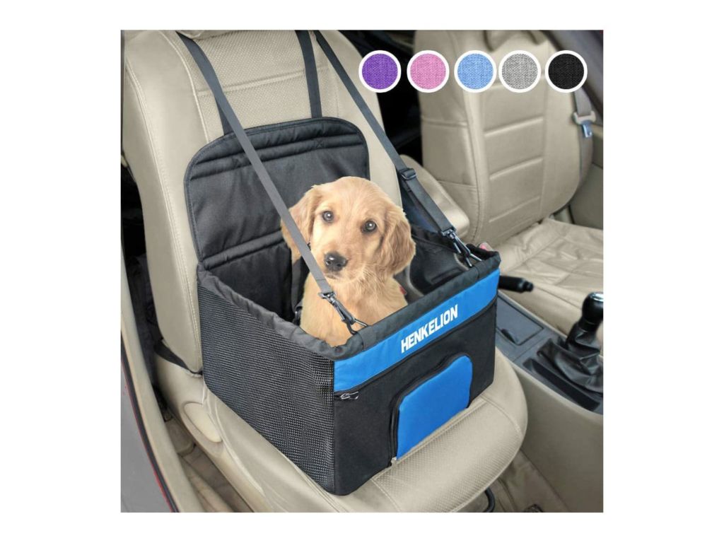 Henkelion Small Dog Car Seat, Dog Booster Seat for Car Front Seat, Pet Booster Car Seat for Small Dogs Medium Dogs Within 30 lbs, Reinforced Dog Car Booster Seat Harness with Seat Belt