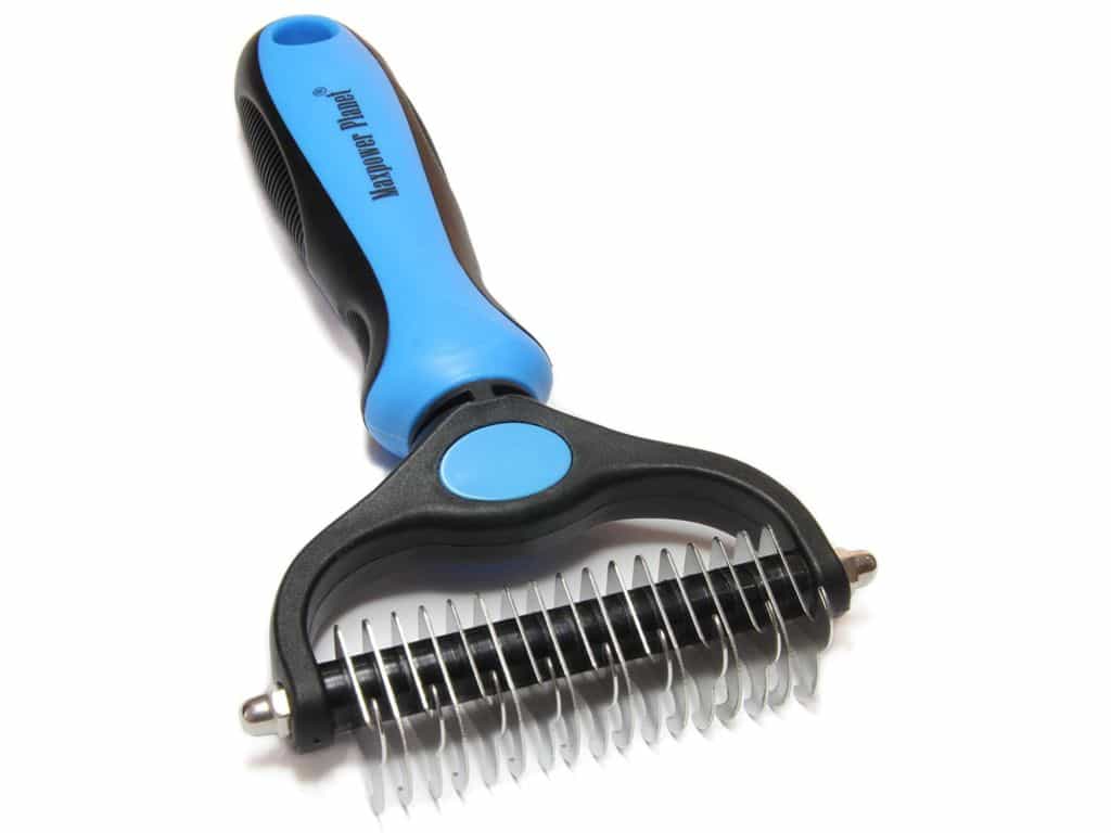 Maxpower Planet Pet Grooming Brush - Double Sided Shedding and Dematting Undercoat Rake Comb for Dogs and Cats,Extra Wide