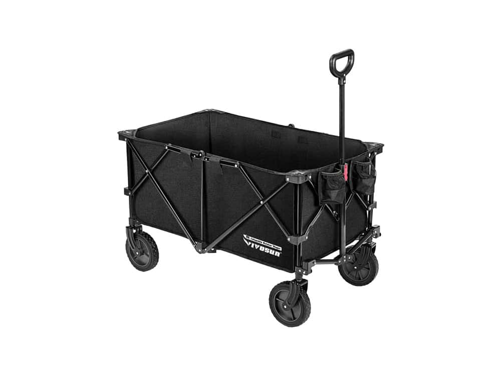 VIVOSUN Heavy Duty Collapsible Folding Wagon Utility Outdoor Camping Garden Cart with Universal Wheels & Adjustable Handle