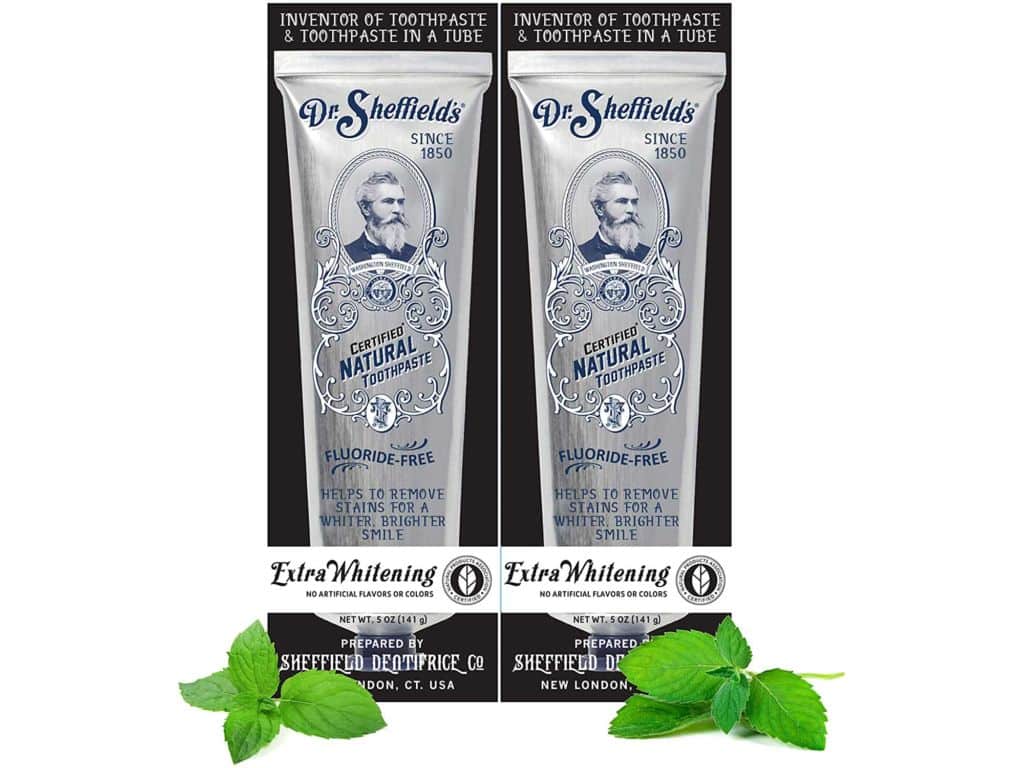 Dr. Sheffield’s Certified Natural Toothpaste (Extra-Whitening) - Great Tasting, Fluoride Free Toothpaste/Freshen Your Breath, Whiten Your Teeth, Reduce Plaque (2-Pack)