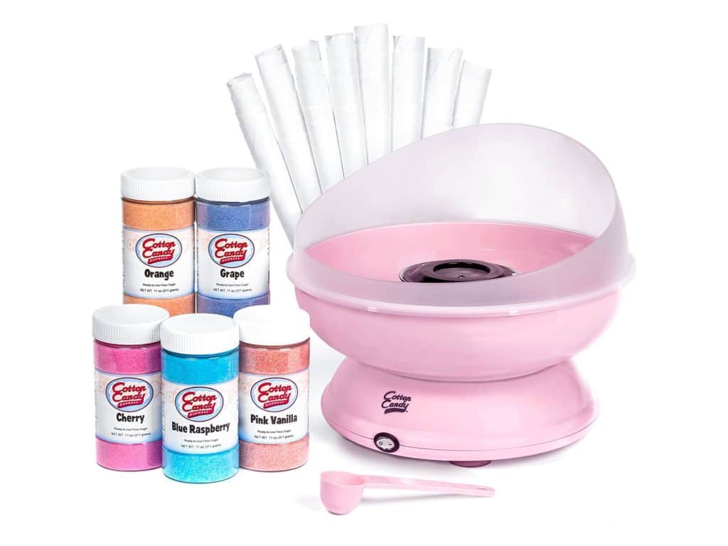 Cotton Candy Express CC1000-S Cotton Candy Machine with 5 Sugar Pack - Cherry, Grape, Blue Raspberry, Orange, Pink Vanilla