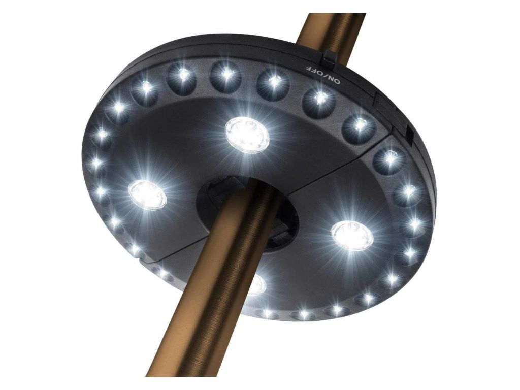 OYOCO Patio Umbrella Light 3 Brightness Modes Cordless 28 LED Lights at 200 lumens-4 x AA Battery Operated,Umbrella Pole Light for Patio Umbrellas,Camping Tents or Indoor Use (Black)