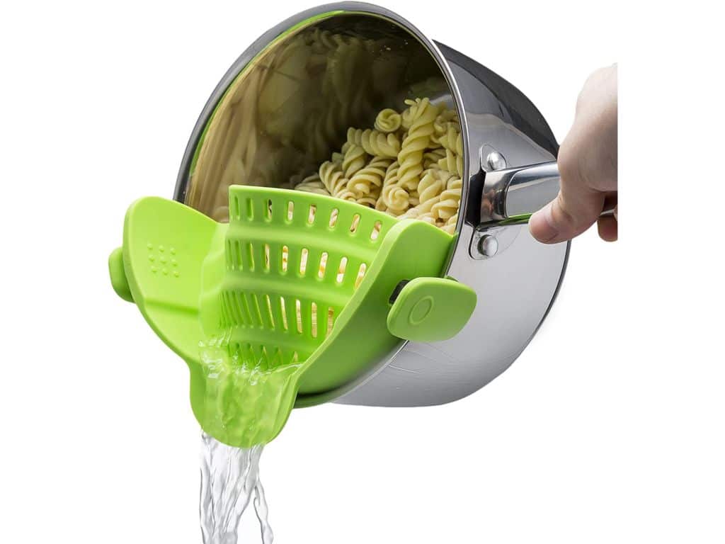 Kitchen Gizmo Snap N Strain Strainer, Clip On Silicone Colander, Fits all Pots and Bowls - Lime Green