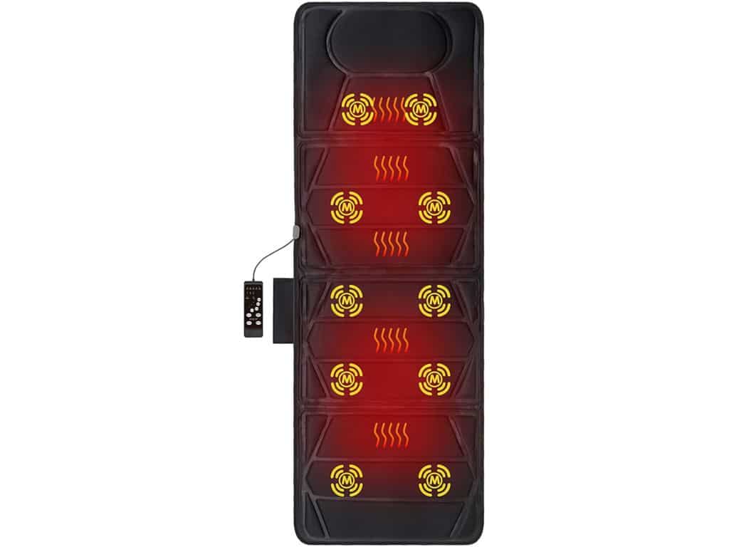 FIVE S FS8831 Vibration Massage Mat, Massager with Heat, 10 Vibration Motors for Shoulders, Back, Lumbar, Thighs/Legs (Black)