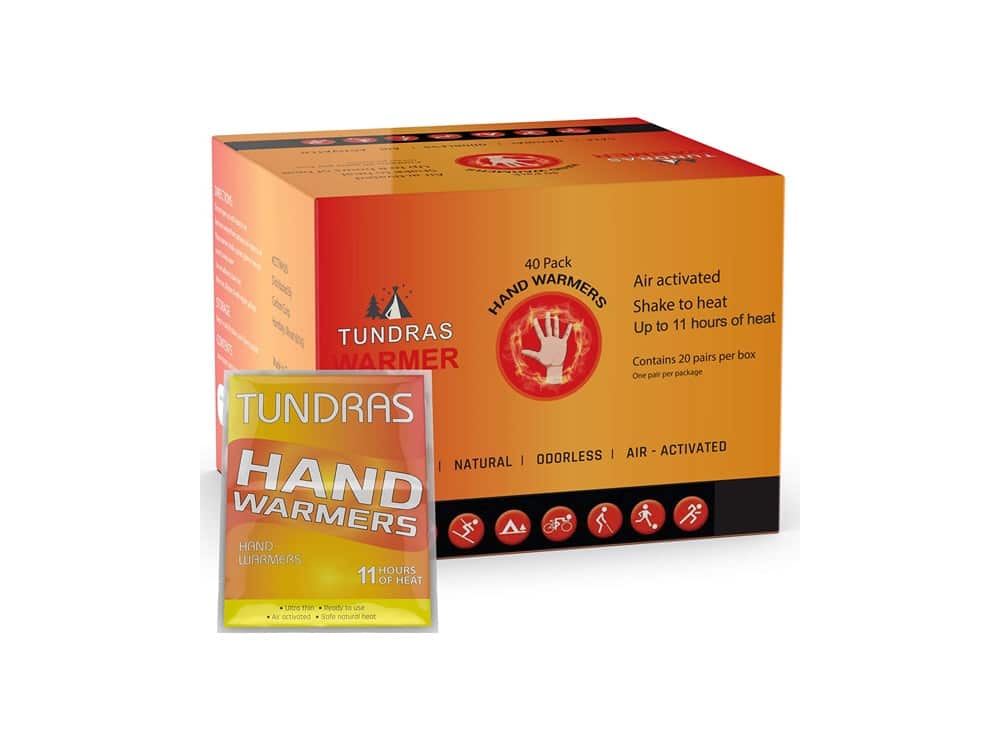 Tundras Hot Hand Warmers 11 Hours Long Lasting - 40 Count - Natural Odorless Safe Single Use Air Activated Heat Packs for Hands, Toes and Body - Up to 11 Hours of Heat - TSA Approved