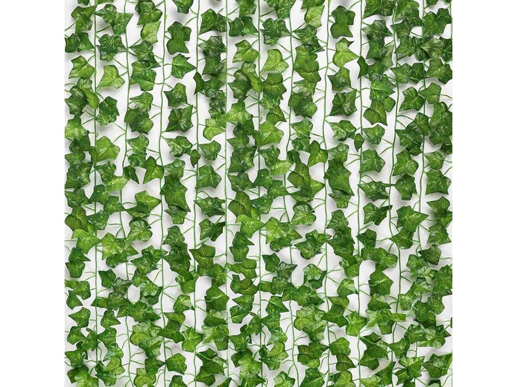 JPSOR 24pcs 158 Feet Fake Ivy Leaves Fake Vines Artificial Ivy, Silk Ivy Garland Greenery Artificial Hanging Plants for Wedding Wall Decor, Party Room Décor