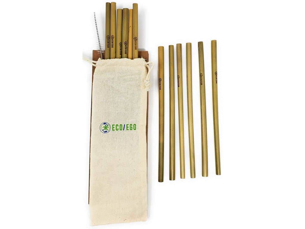 U.S.A. owned ECO/EGO premium handcrafted organic 8" bamboo drinking straws. Set of 12 biodegradable and reusable straws w/brush and travel pouch. 10% of profits donated to charity. Visit the ECO/EGO Store