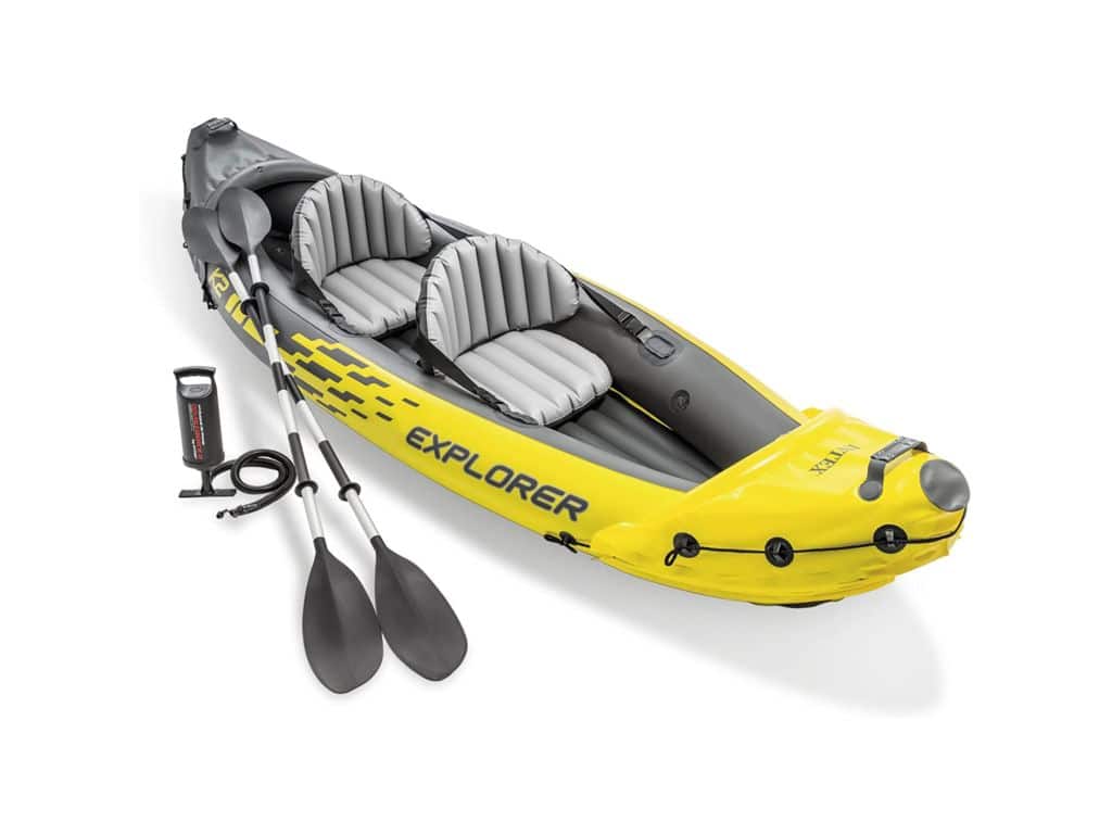 Intex Explorer K2 Kayak, 2-Person Inflatable Kayak Set with Aluminum Oars and High Output Air Pump