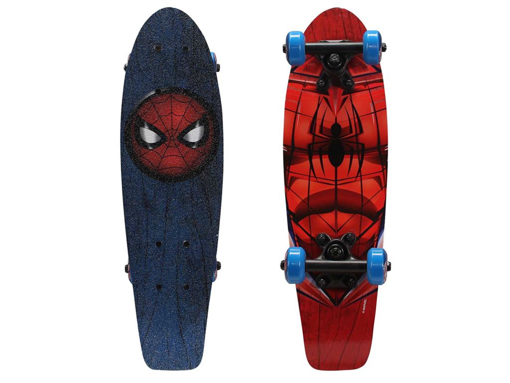 PlayWheels Ultimate Spider-Man 21 Inch Wood Cruiser Skateboard - Beginner Skateboard for Kids - Spidey Eyes