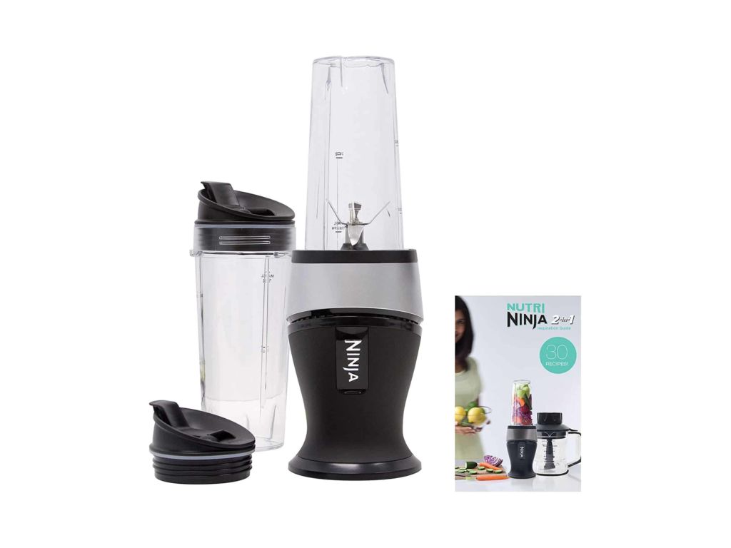 Ninja Personal Blender for Shakes, Smoothies, Food Prep, and Frozen Blending with 700-Watt Base and (2) 16-Ounce Cups with Spout Lids (QB3001SS)