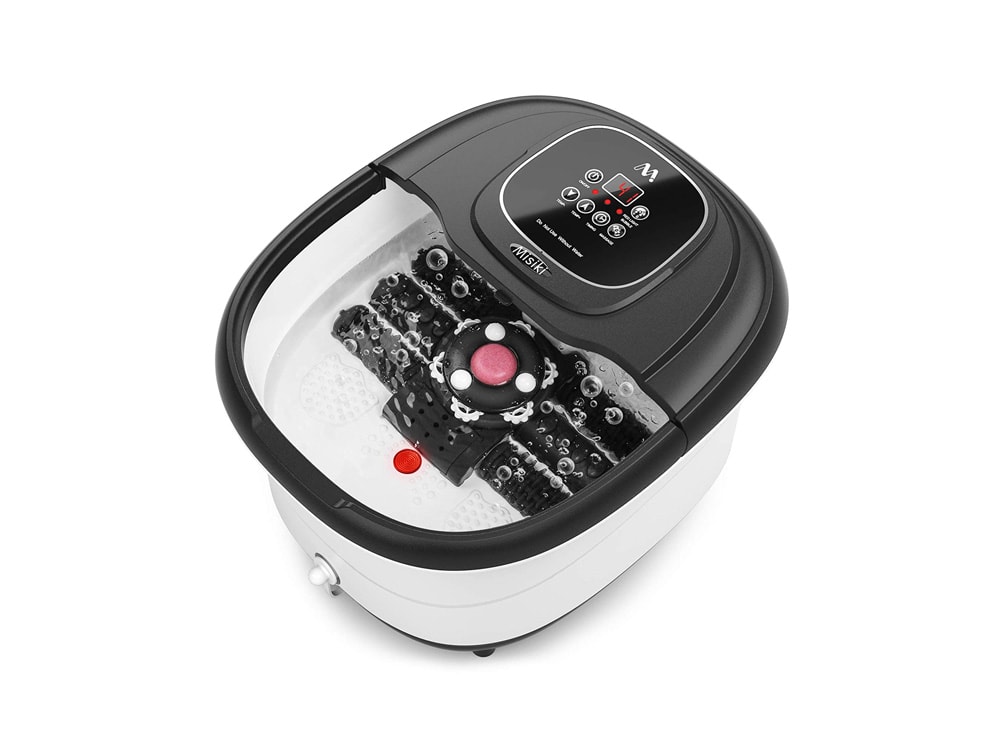 Foot Spa Misiki Foot Bath Massager with Heat & 3 Automatic Modes and 4 Motorized Massage Rollers, Adjustable Time & Temperature, O2 Bubbles, Rotating Pedicure Stone for Relieve Foot Pressure