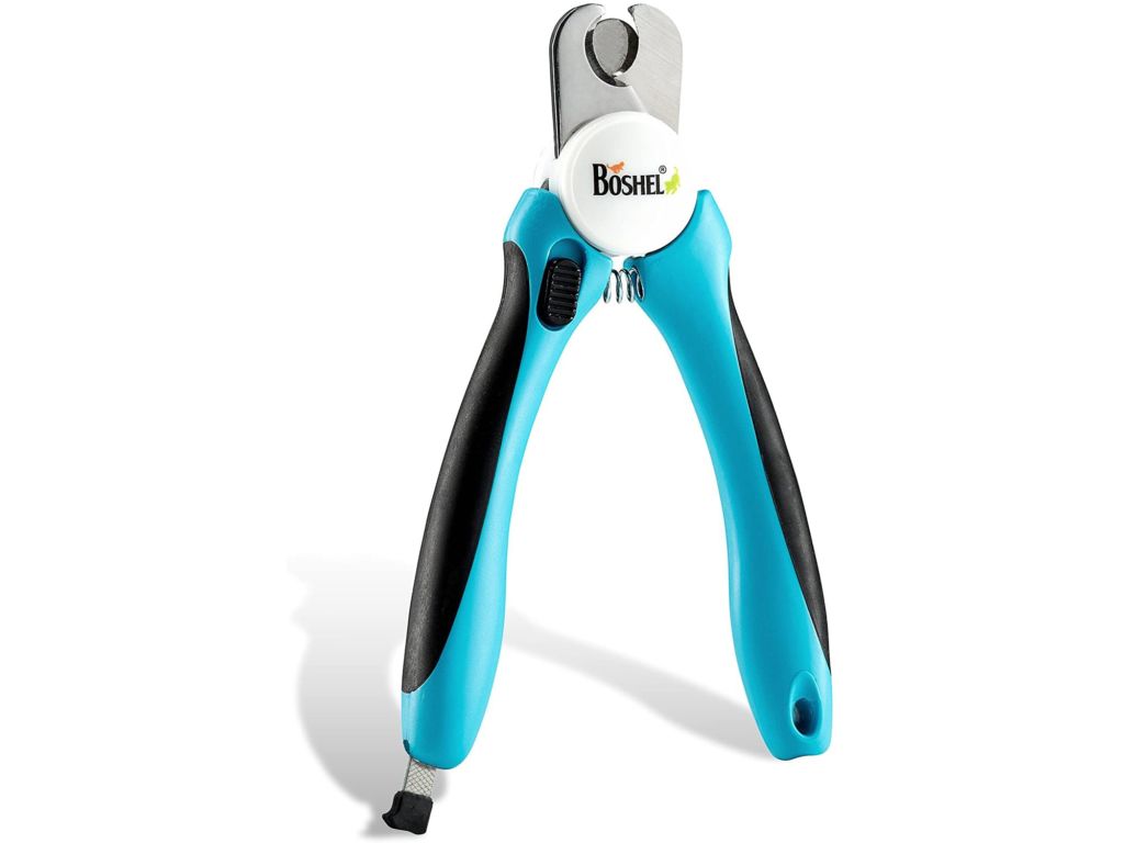 BOSHEL Dog Nail Clippers and Trimmer with Safety Guard to Avoid Over-Cutting Nails & Free Nail File - Razor Sharp Blades - Sturdy Non Slip Handles - for Safe, Professional at Home Grooming