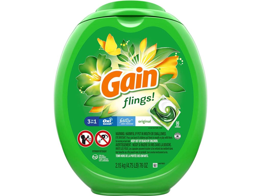 Gain flings! Laundry Detergent Soap Pacs, High Efficiency (HE), Original Scent, 96 Count