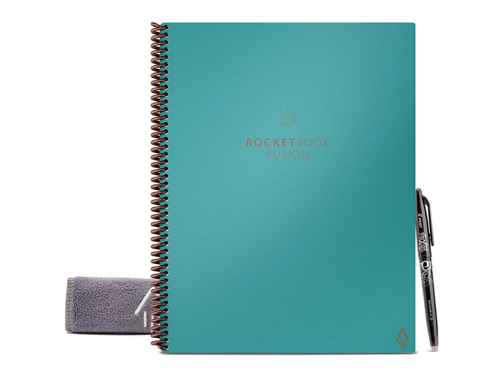 Rocketbook Fusion Smart Reusable Notebook - Calendar, To-Do Lists, and Note Template Pages with 1 Pilot Frixion Pen & 1 Microfiber Cloth Included - Neptune Teal Cover, Letter Size (8.5" x 11")