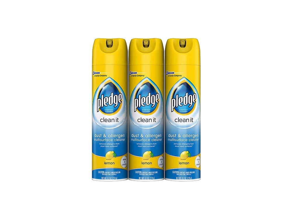 Pledge Dust & Allergen Multi-Surface Disinfectant Cleaner Spray, Works on Leather, Granite, Wood, and Stainless Steel, Lemon, 9.7 oz - Pack of 3