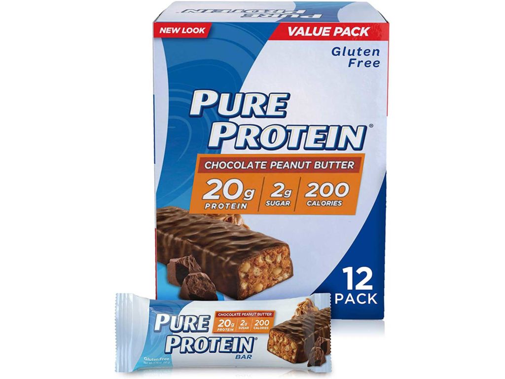 Pure Protein Bars, High Protein, Nutritious Snacks to Support Energy, Low Sugar, Gluten Free, Chocolate Peanut Butter, 1.76 Ounce, 12 Pack