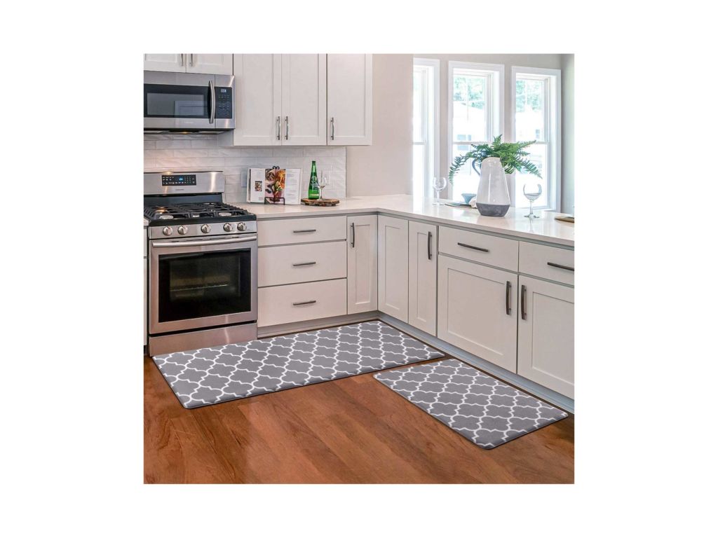 KMAT Kitchen Mat [2 PCS] Cushioned Anti-Fatigue Kitchen Rug, Waterproof Non-Slip Kitchen Mats and Rugs Heavy Duty PVC Ergonomic Comfort Foam Rug for Kitchen, Floor Home, Office, Sink, Laundry