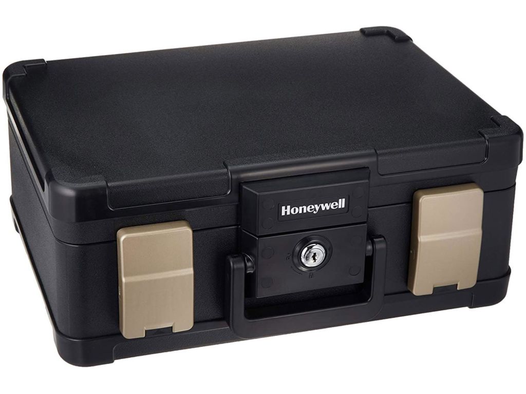 Honeywell Safes & Door Locks - 30 Minute Fire Safe Waterproof Safe Box Chest with Carry Handle, Medium, 1103