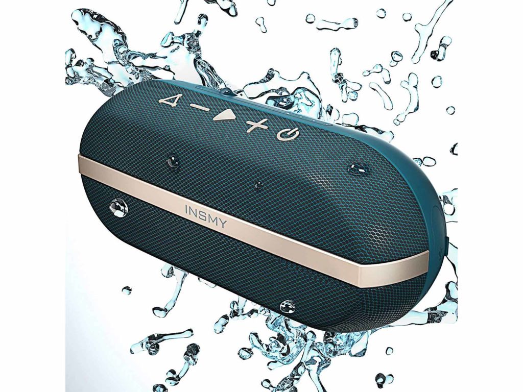 INSMY Portable Bluetooth Speakers, 20W Wireless Speaker Loud Stereo Sound Rich Bass, IPX7 Waterproof Floating, TWS Stereo Pairing, 24 Hours, Bluetooth 5.0, Built-in Mic for Outdoors Camping (Blue)