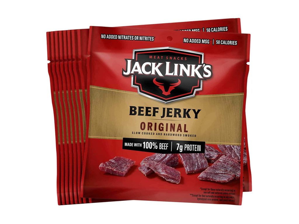 Jack Link's Beef Jerky, 20 Count Multipack Bags – Flavorful Meat Snack for Lunches, Ready to Eat – 7g of Protein, Made with Premium Beef – Original Flavor, 0.625 Oz Bags (Packaging May Vary)