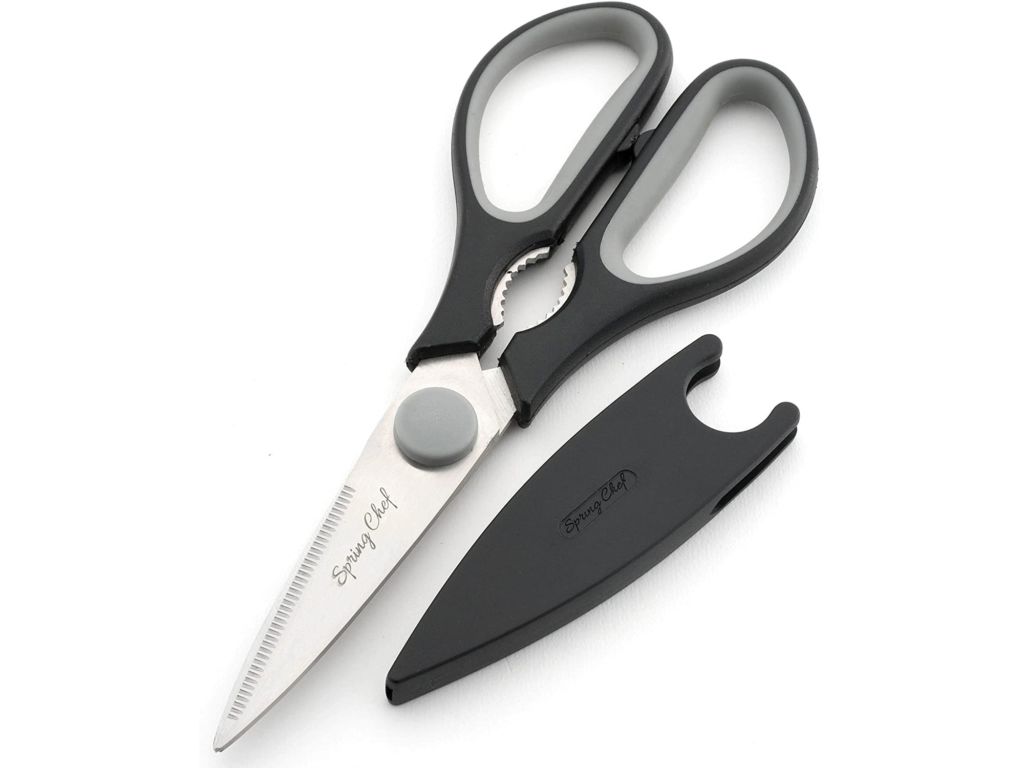 Kitchen Shears with Blade Cover, Stainless Steel Scissors for Herbs, Chicken, Meat & Vegetables, Black