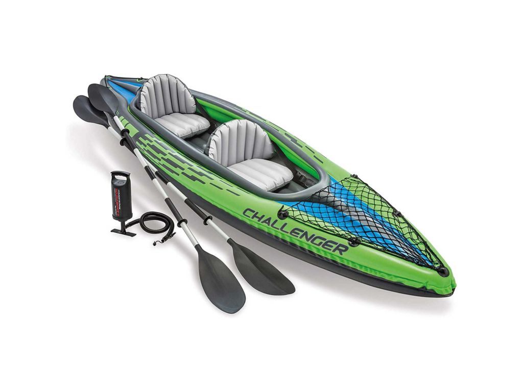 Intex Kayak Challenger Inflatable Set Aluminum Oars High Output 2-Person Shoes