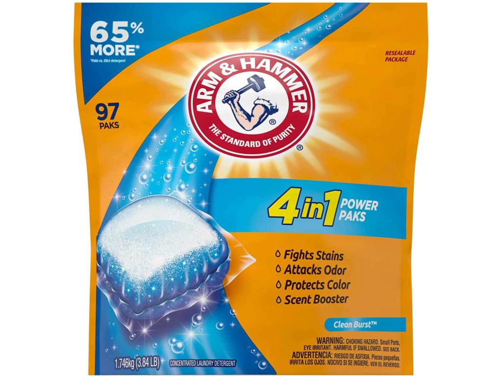 Arm & Hammer 4-in-1 Laundry Detergent Power Paks, 97 Count (Packaging may vary)