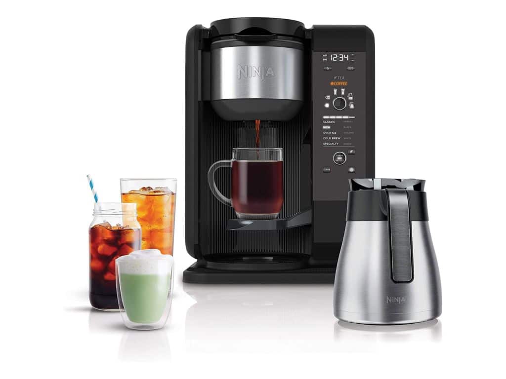 Ninja Hot and Cold Brewed System, Auto-iQ Tea and Coffee Maker with 6 Brew Sizes, 5 Brew Styles, Frother, Coffee & Tea Baskets with Thermal Carafe (CP307)