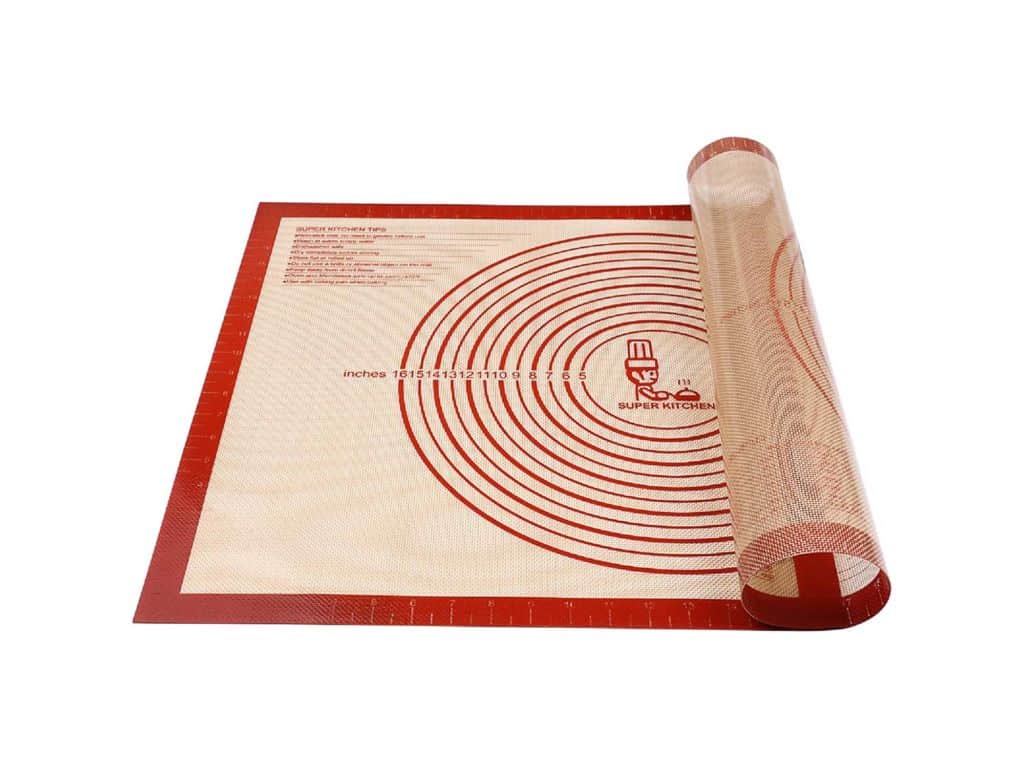 Non-slip Silicone Pastry Mat Extra Large with Measurements 28''By 20'' for Silicone Baking Mat, Counter Mat, Dough Rolling Mat,Oven Liner,Fondant/Pie Crust Mat By Folksy Super Kitchen (2028, red)