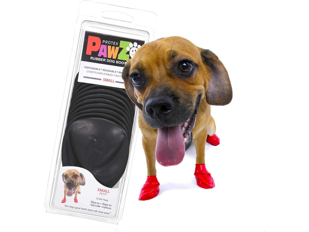 PawZ Dog Boots | Rubber Dog Booties | Waterproof Snow Boots for Dogs | Paw Protection for Dogs | 12 Dog Shoes per Pack (Black)