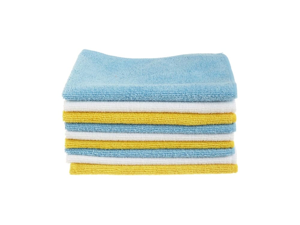 Amazon Basics Blue, White, and Yellow Microfiber Cleaning Cloth - Pack of 24