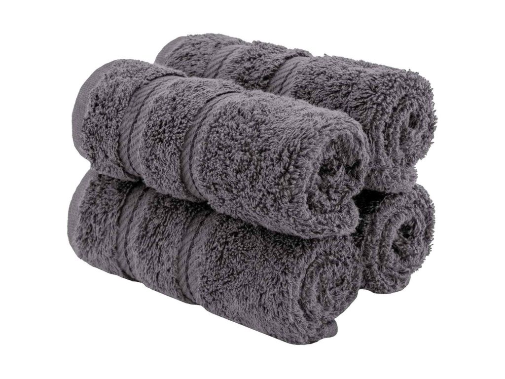 American Soft Linen Cotton Jumbo and Oversized Bath Towels in 15 Colors Options & Styles, Useful for Everywhere, Premium Quality (Dark Grey, 4-Pack Face Towel Washcloths)